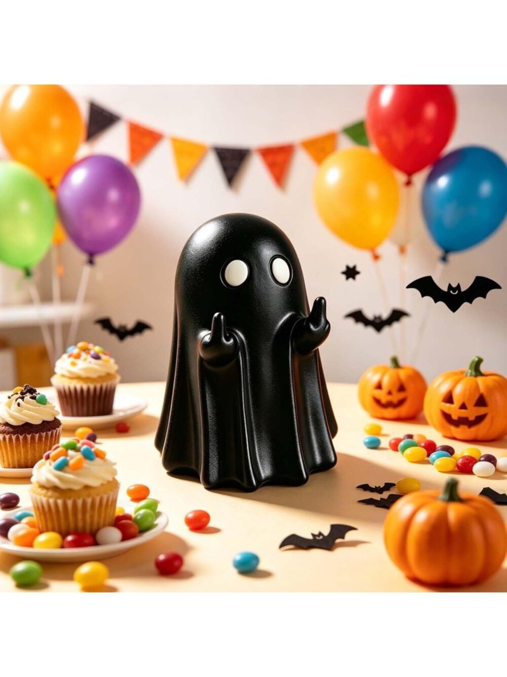 🎃Halloween Black Ghost Figurine Indoor Decor Ornaments, Spooky Ghost Tabletop - Picture 3 of 4